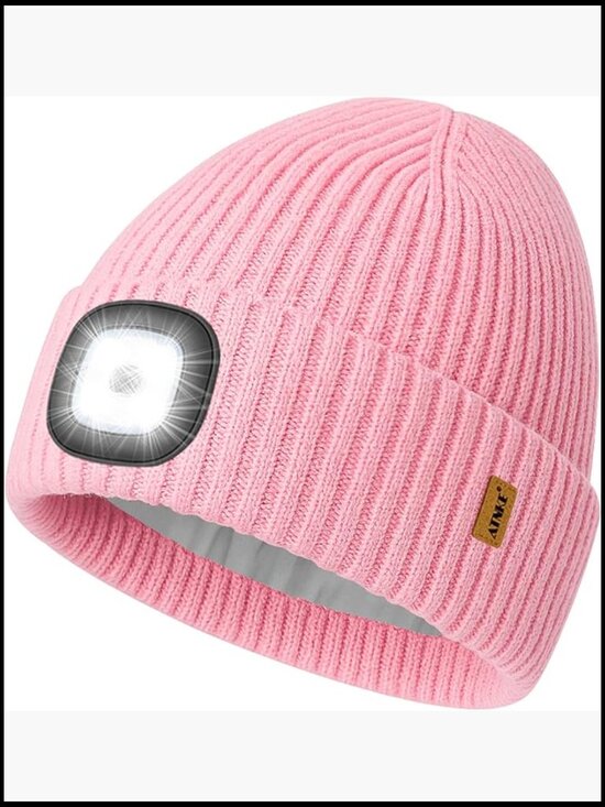 USB Rechargeable LED Lighted Fleece Lined Beanie Hat, 4 LED Headlamp Hat main image 7